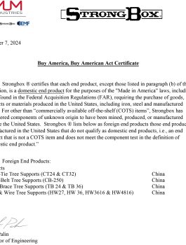 Buy America, Buy American Act Certificate